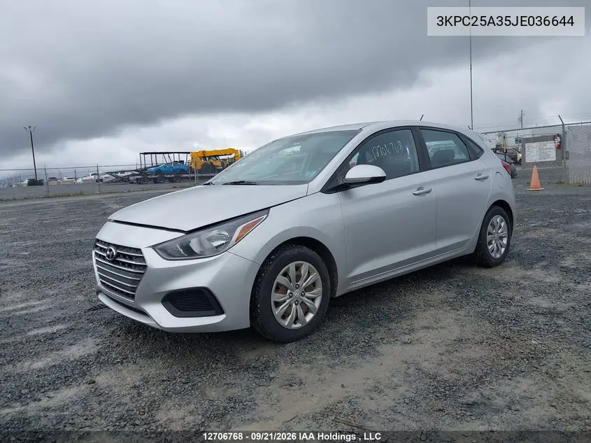 2018 HYUNDAI ACCENT VIN 3KPC25A35JE036644 — фото 2