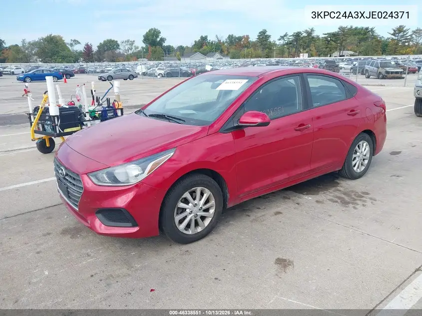 2018 HYUNDAI ACCENT VIN 3KPC24A3XJE024371 — фото 2