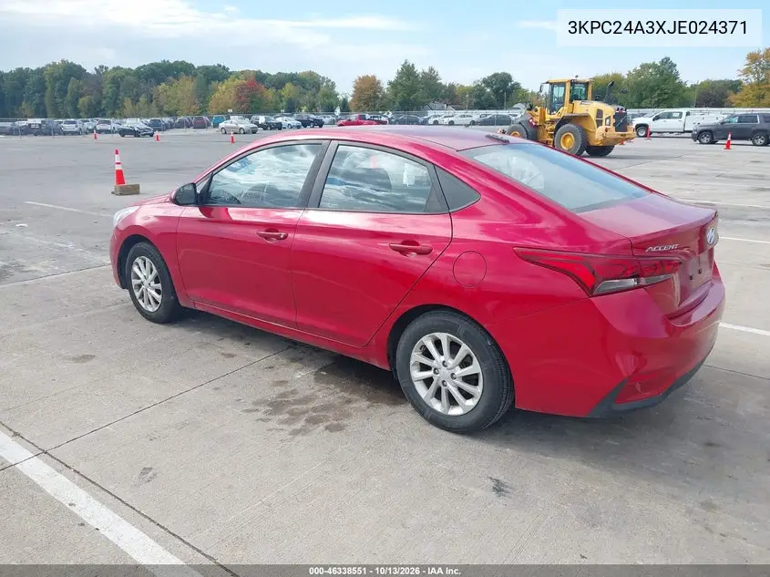 2018 HYUNDAI ACCENT VIN 3KPC24A3XJE024371 — фото 3