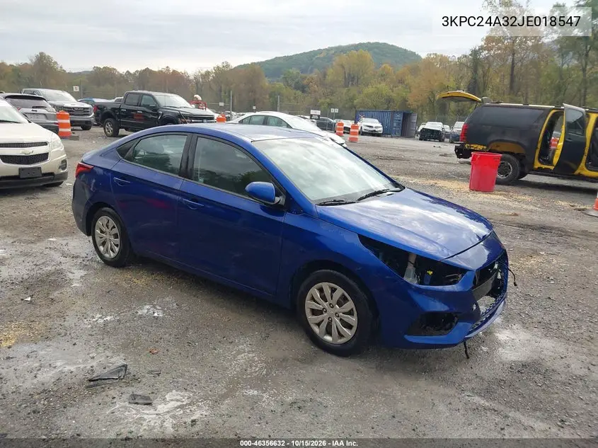 HYUNDAI ACCENT 2018, VIN 3KPC24A32JE018547