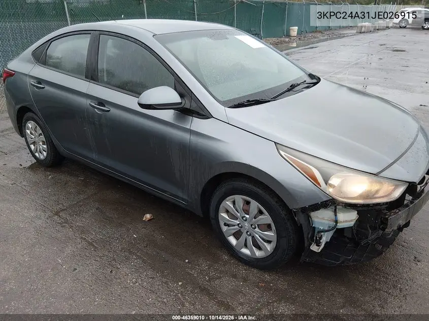 HYUNDAI ACCENT 2018, VIN 3KPC24A31JE026915