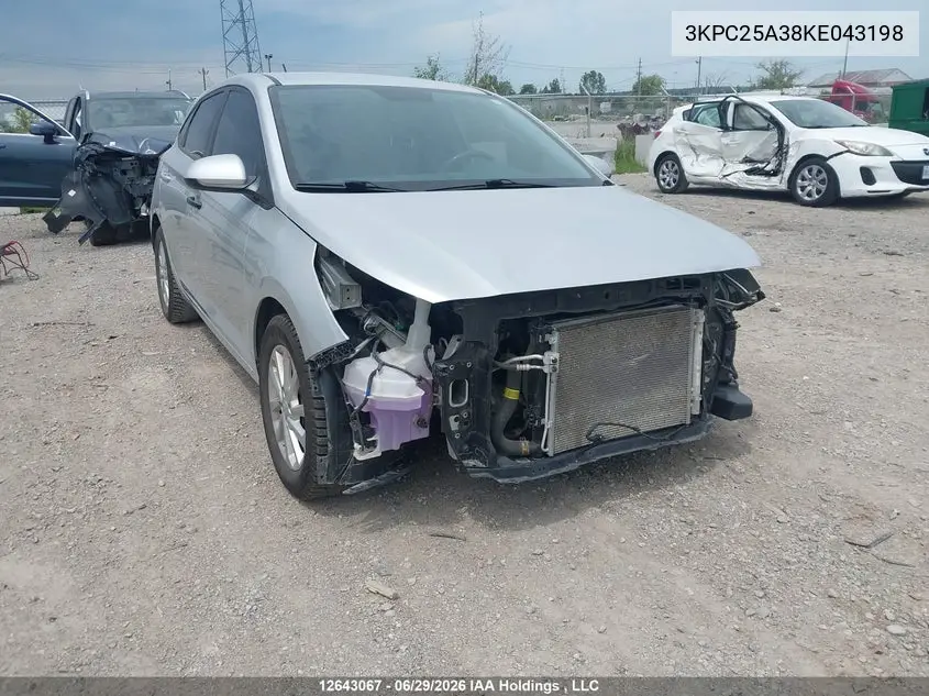HYUNDAI ACCENT 2019, VIN 3KPC25A38KE043198