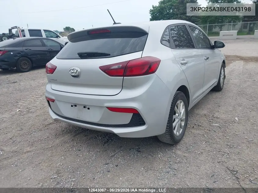 2019 HYUNDAI ACCENT VIN 3KPC25A38KE043198 — фото 4
