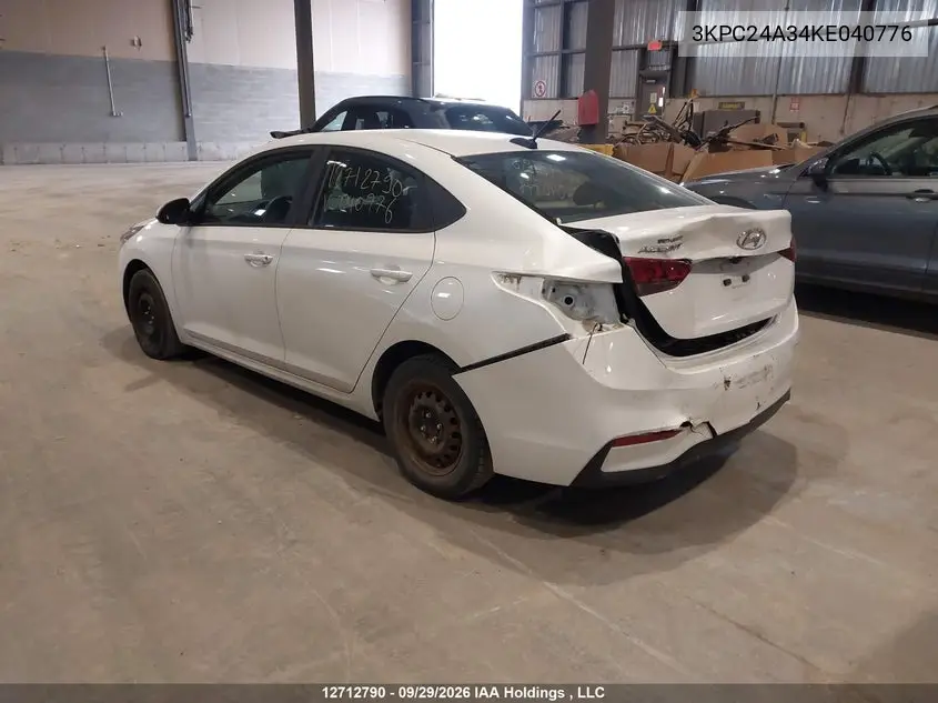 2019 HYUNDAI ACCENT VIN 3KPC24A34KE040776 — фото 3