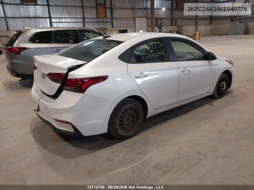 2019 HYUNDAI ACCENT VIN 3KPC24A34KE040776 — фото 4