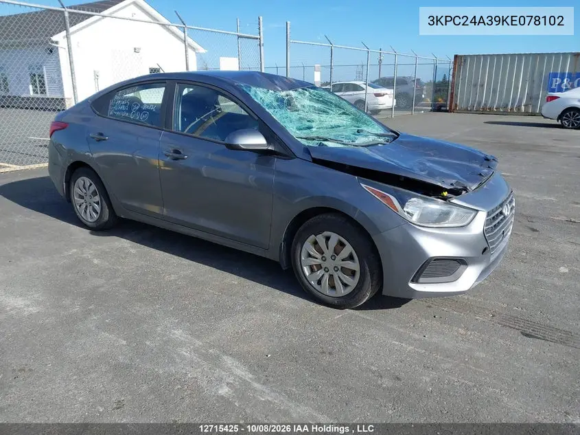 HYUNDAI ACCENT 2019, VIN 3KPC24A39KE078102