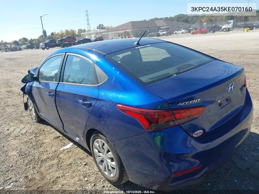 2019 HYUNDAI ACCENT VIN 3KPC24A35KE070160 — фото 3
