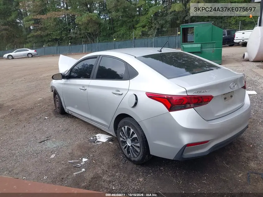 2019 HYUNDAI ACCENT VIN 3KPC24A37KE075697 — фото 3