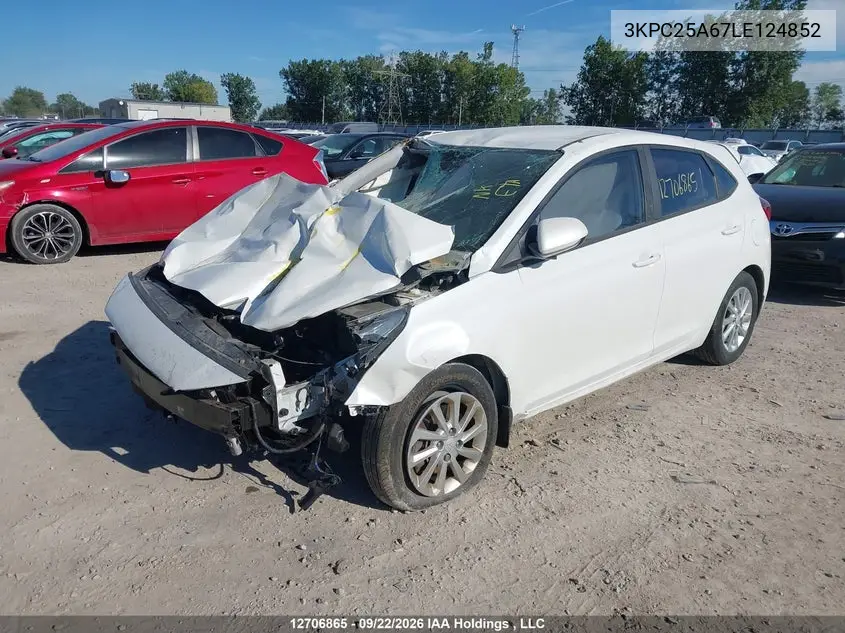 2020 HYUNDAI ACCENT VIN 3KPC25A67LE124852 — фото 2