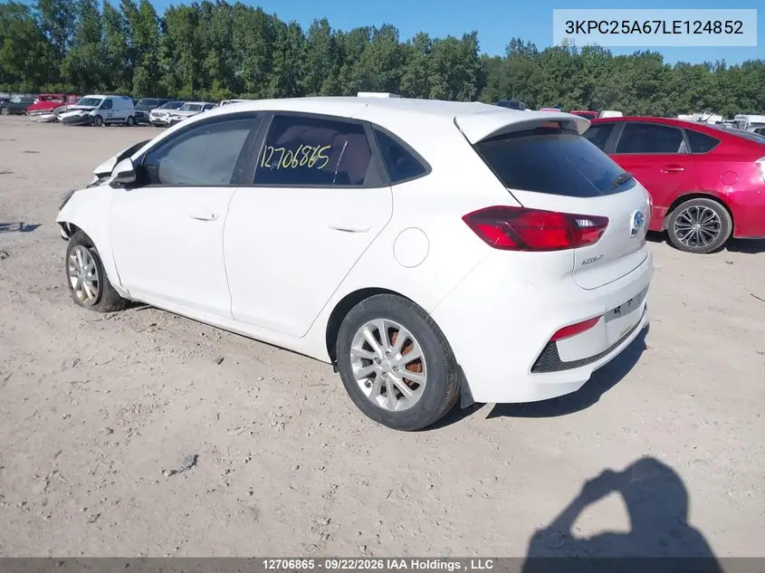 2020 HYUNDAI ACCENT VIN 3KPC25A67LE124852 — фото 3