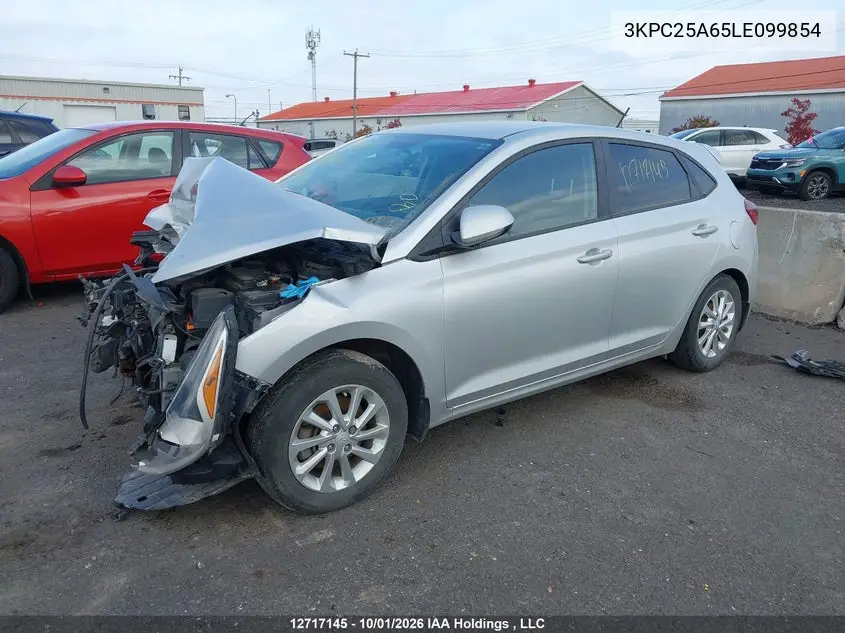 2020 HYUNDAI ACCENT VIN 3KPC25A65LE099854 — фото 2