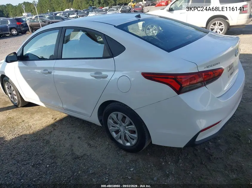 2020 HYUNDAI ACCENT VIN 3KPC24A68LE116141 — фото 3