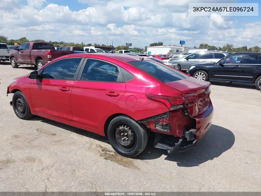 2020 HYUNDAI ACCENT VIN 3KPC24A67LE096724 — фото 3