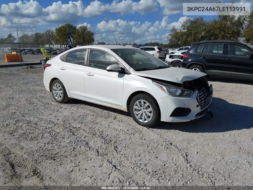 HYUNDAI ACCENT 2020, VIN 3KPC24A67LE113991
