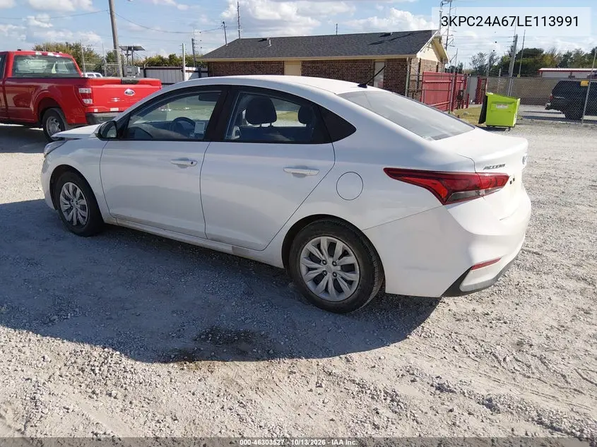 2020 HYUNDAI ACCENT VIN 3KPC24A67LE113991 — фото 3