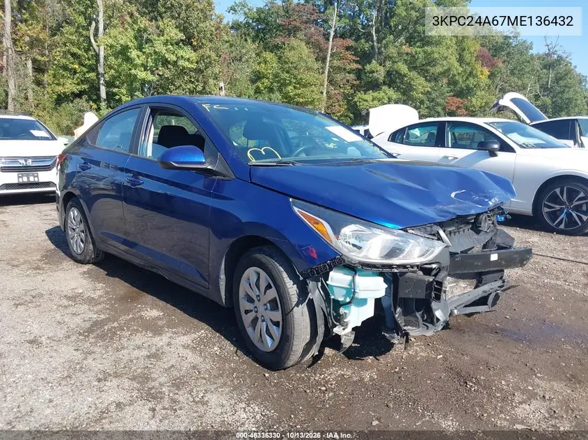 HYUNDAI ACCENT 2021, VIN 3KPC24A67ME136432
