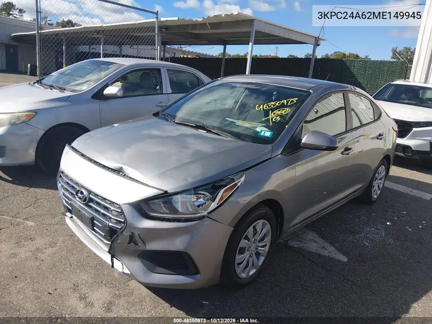 2021 HYUNDAI ACCENT VIN 3KPC24A62ME149945 — фото 2