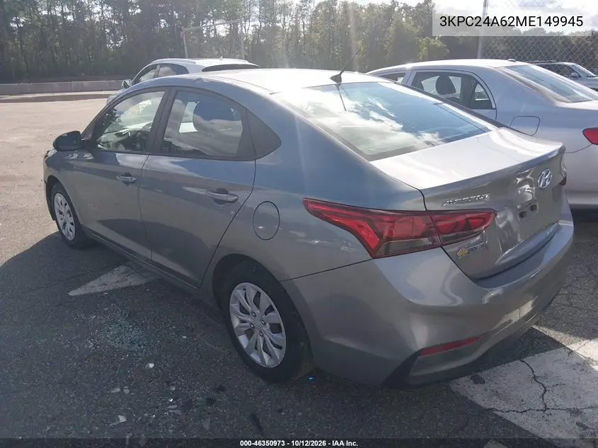 2021 HYUNDAI ACCENT VIN 3KPC24A62ME149945 — фото 3