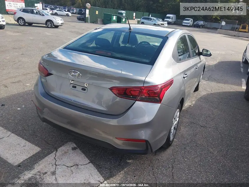 2021 HYUNDAI ACCENT VIN 3KPC24A62ME149945 — фото 4