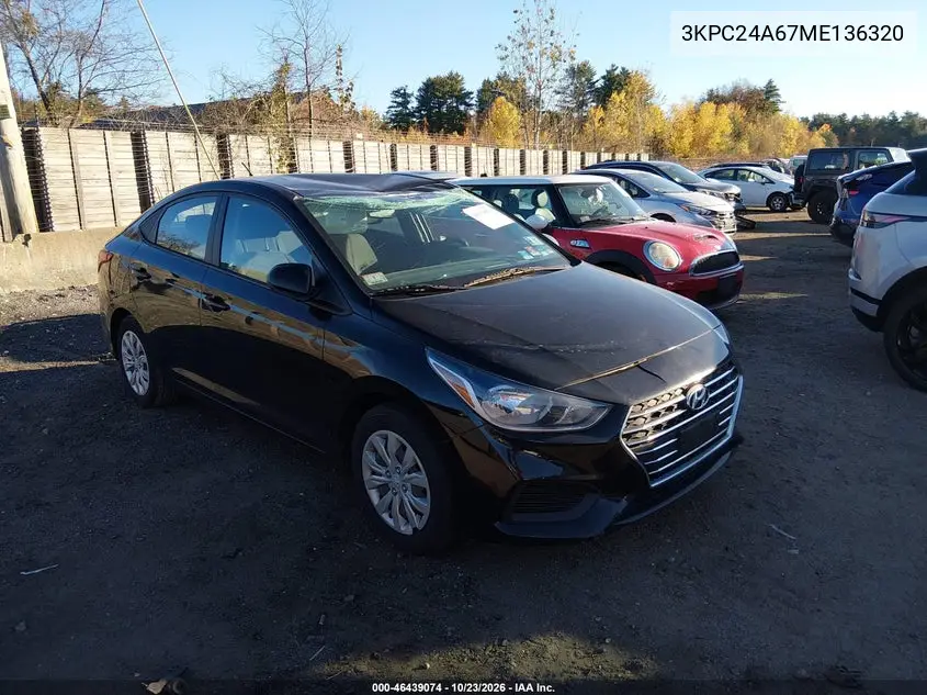 HYUNDAI ACCENT 2021, VIN 3KPC24A67ME136320