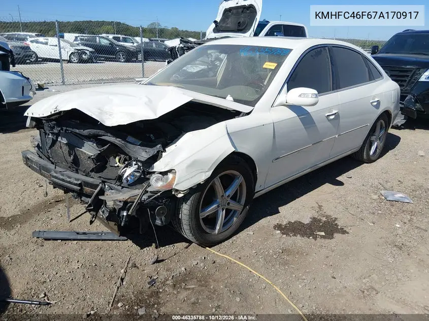 2007 HYUNDAI AZERA VIN KMHFC46F67A170917 — фото 2