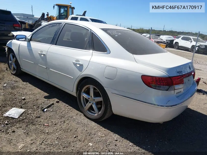2007 HYUNDAI AZERA VIN KMHFC46F67A170917 — фото 3