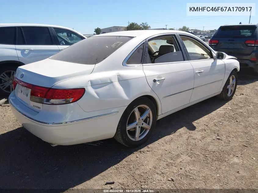 2007 HYUNDAI AZERA VIN KMHFC46F67A170917 — фото 4