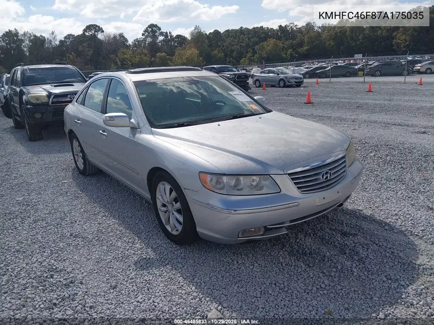 HYUNDAI AZERA 2007, VIN KMHFC46F87A175035
