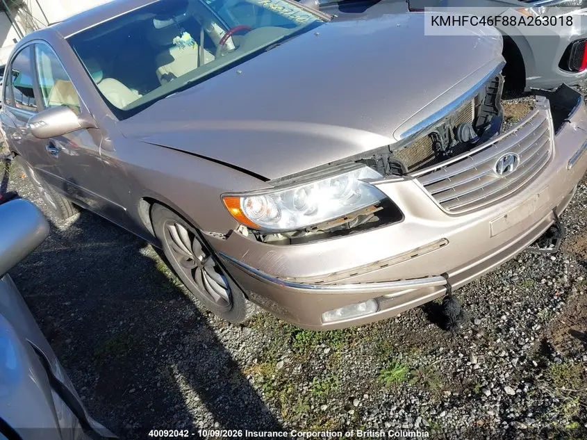 HYUNDAI AZERA 2008, VIN KMHFC46F88A263018