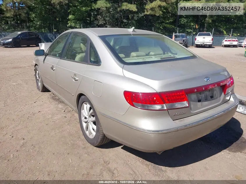 2009 HYUNDAI AZERA VIN KMHFC46D89A352457 — фото 3