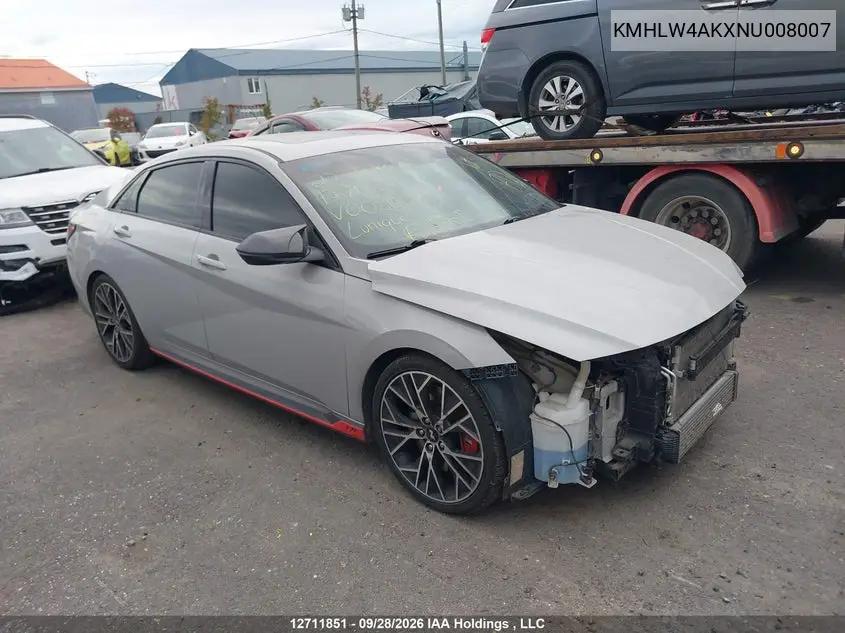 HYUNDAI ELANTRA N 2022, VIN KMHLW4AKXNU008007