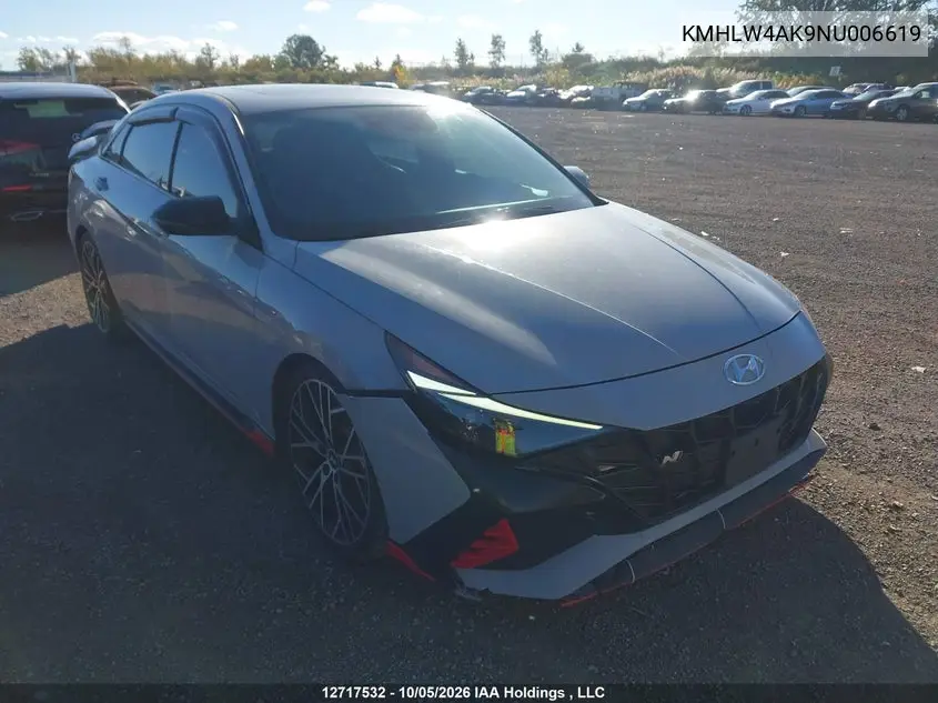HYUNDAI ELANTRA N 2022, VIN KMHLW4AK9NU006619