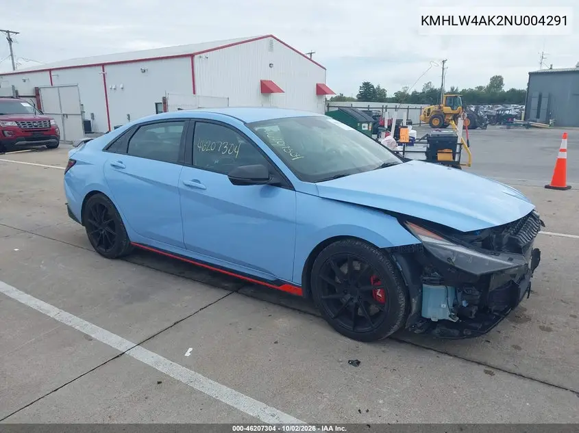 HYUNDAI ELANTRA N 2022, VIN KMHLW4AK2NU004291
