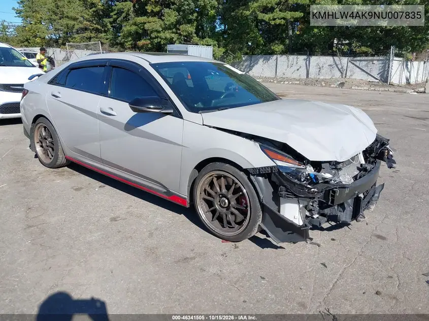 HYUNDAI ELANTRA N 2022, VIN KMHLW4AK9NU007835