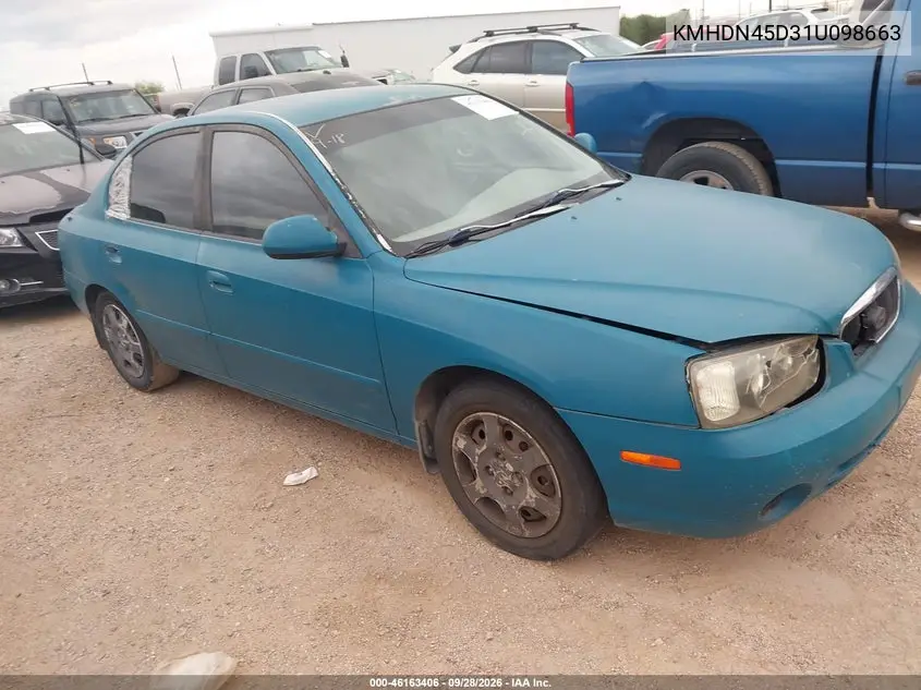 HYUNDAI ELANTRA 2001, VIN KMHDN45D31U098663