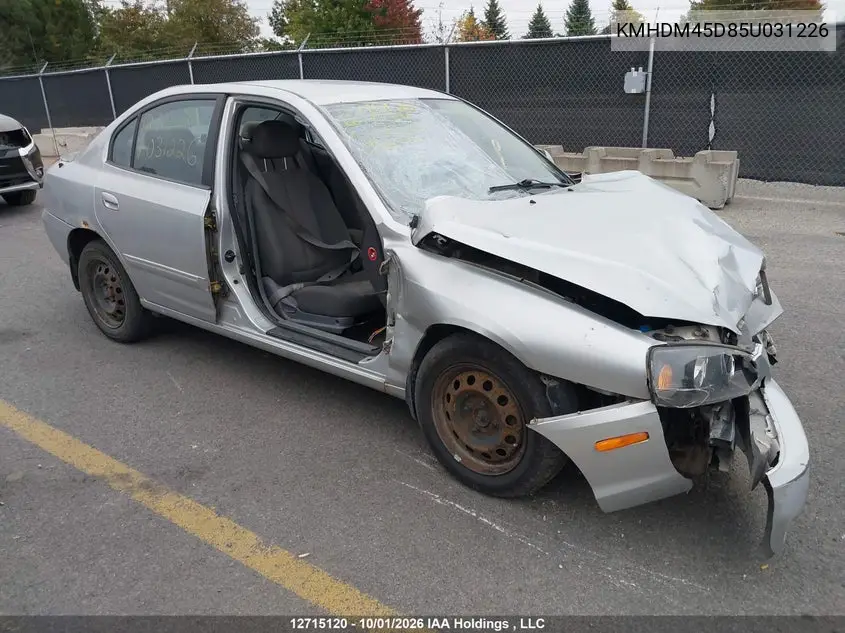 HYUNDAI ELANTRA 2005, VIN KMHDM45D85U031226