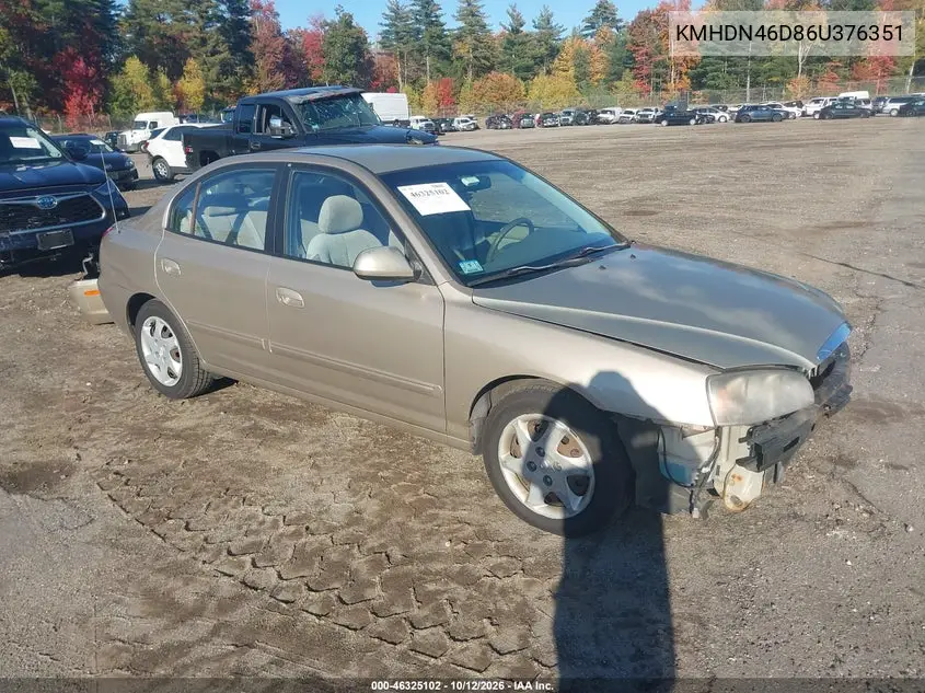 HYUNDAI ELANTRA 2006, VIN KMHDN46D86U376351