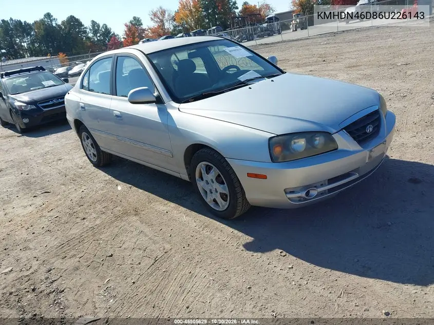 HYUNDAI ELANTRA 2006, VIN KMHDN46D86U226143