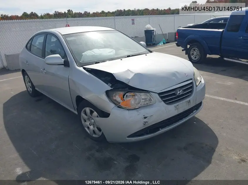 HYUNDAI ELANTRA 2007, VIN KMHDU45D17U145751