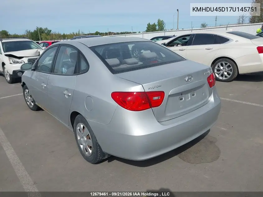 2007 HYUNDAI ELANTRA VIN KMHDU45D17U145751 — фото 3