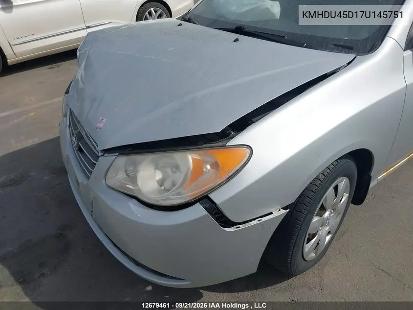 2007 HYUNDAI ELANTRA VIN KMHDU45D17U145751 — фото 6