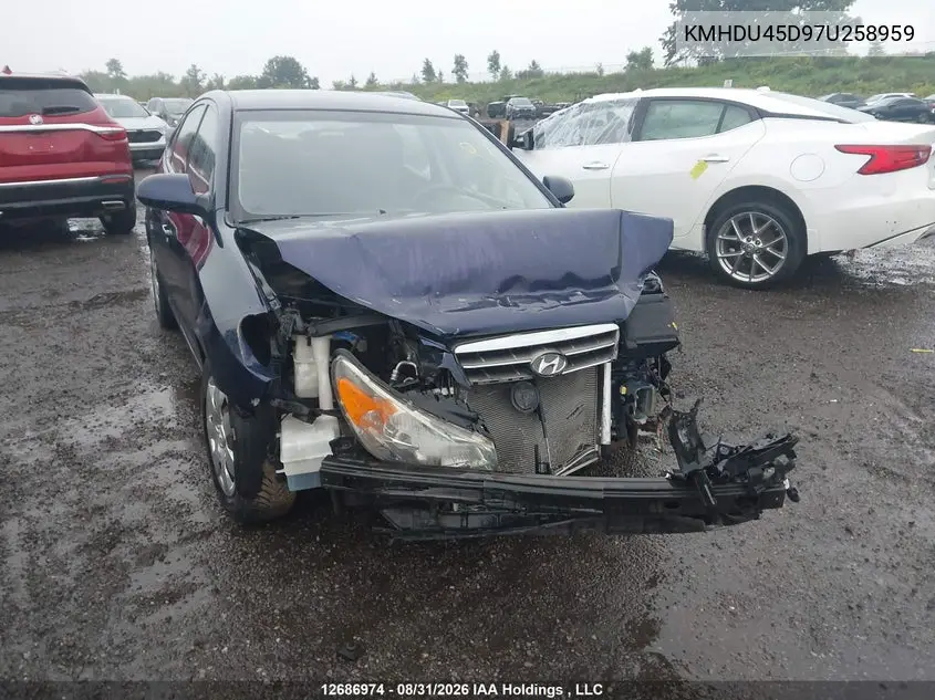 HYUNDAI ELANTRA 2007, VIN KMHDU45D97U258959