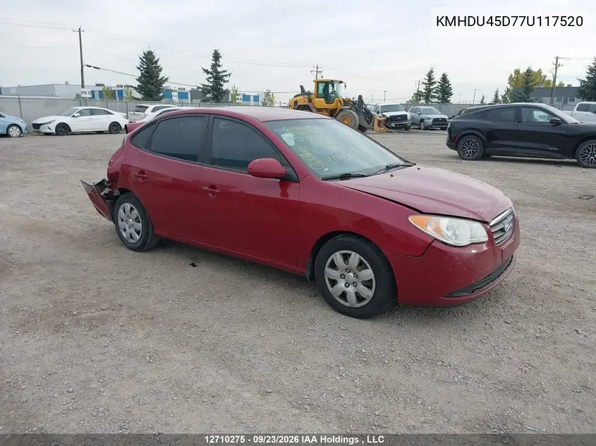 HYUNDAI ELANTRA 2007, VIN KMHDU45D77U117520