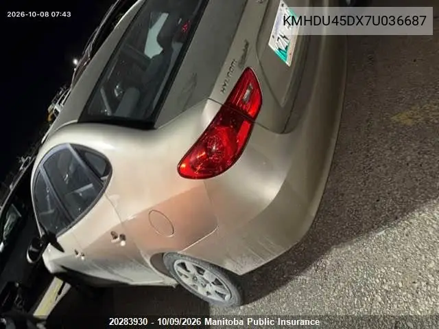 HYUNDAI ELANTRA 2007, VIN KMHDU45DX7U036687