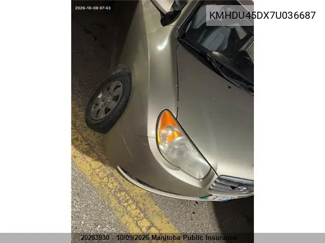 2007 HYUNDAI ELANTRA VIN KMHDU45DX7U036687 — фото 3