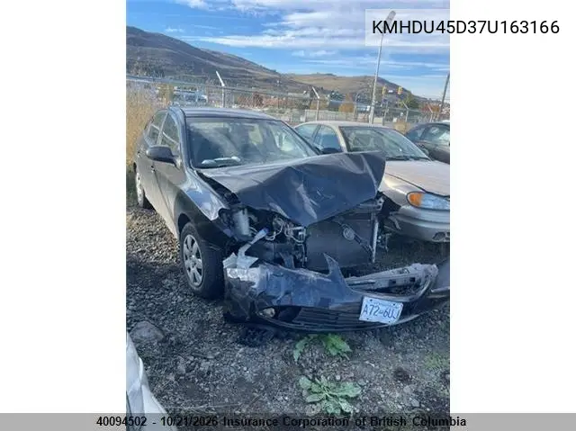 HYUNDAI ELANTRA 2007, VIN KMHDU45D37U163166