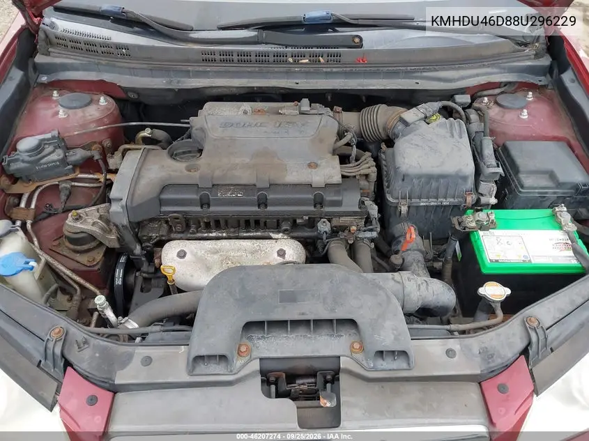 2008 HYUNDAI ELANTRA VIN KMHDU46D88U296229 — фото 10