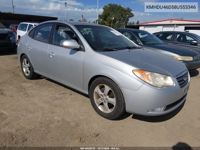 HYUNDAI ELANTRA 2008, VIN KMHDU46D58U553346