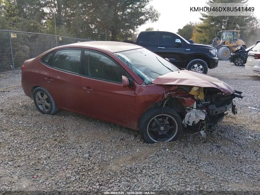HYUNDAI ELANTRA 2008, VIN KMHDU46DX8U541449
