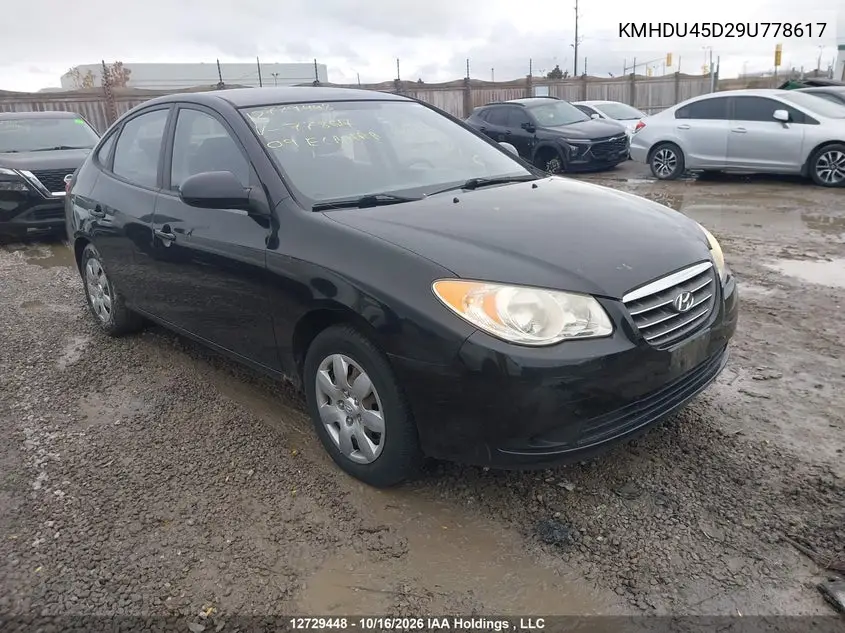 HYUNDAI ELANTRA 2009, VIN KMHDU45D29U778617